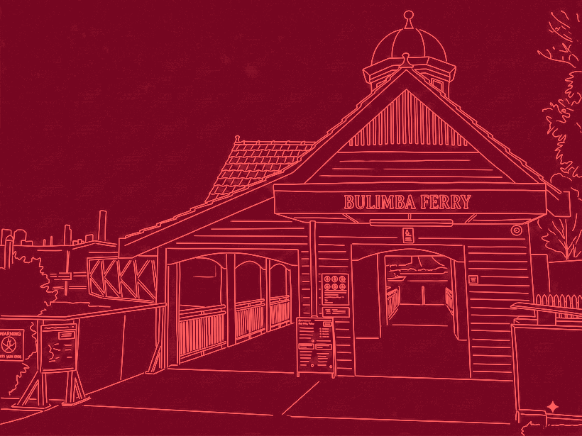 Line drawing of the Bulimba ferry terminal