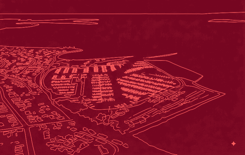 Line drawing of the boat harbour from above